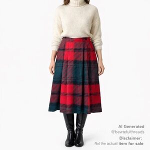 Vintage Aldichi Wool Cashmere Plaid Skirt US 6 (Fits 6–8) Made Canada